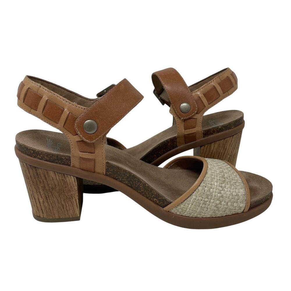 Dansko Debby Sandals Leather Woven Raffia Brown Size 40 Boho Chic Mediterranean - Picture 11 of 15